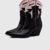 Cowboy Boots Wash Var. Nero/ Fuxia