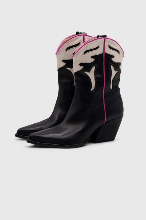Cowboy Boots Wash Var. Nero/ Fuxia