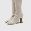 Ellia Metal Toe Cap Stretch Bootie Natural