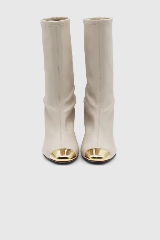 Ellia Metal Toe Cap Stretch Bootie Natural