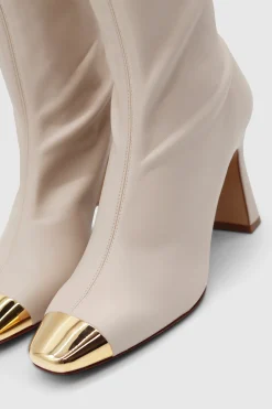 Ellia Metal Toe Cap Stretch Bootie Natural