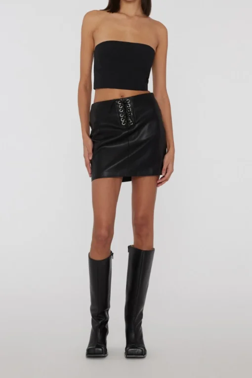 Faded Laced Up Skirt Black