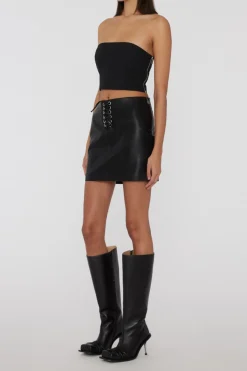 Faded Laced Up Skirt Black