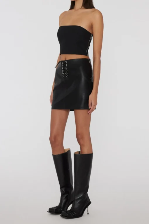Faded Laced Up Skirt Black