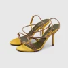Fannia Crystal Sandals Satin Yellow