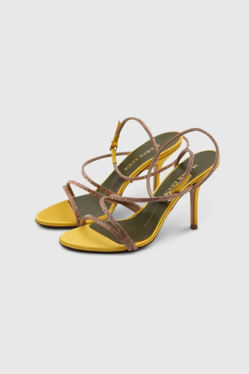 Fannia Crystal Sandals Satin Yellow