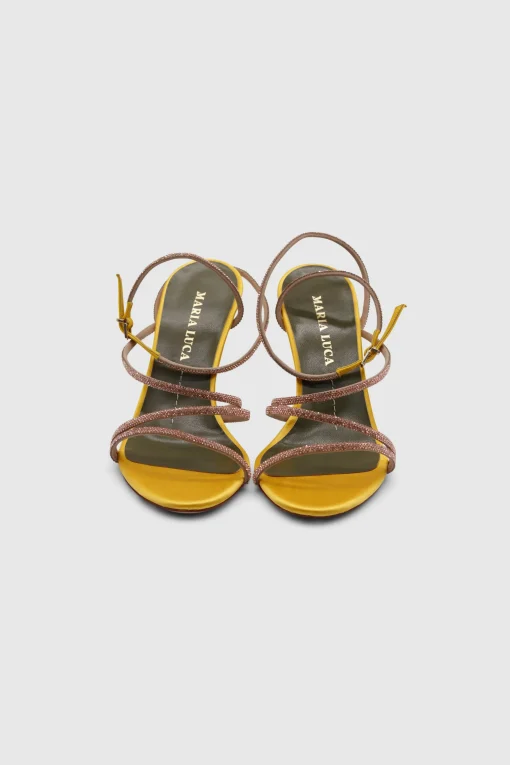 Fannia Crystal Sandals Satin Yellow