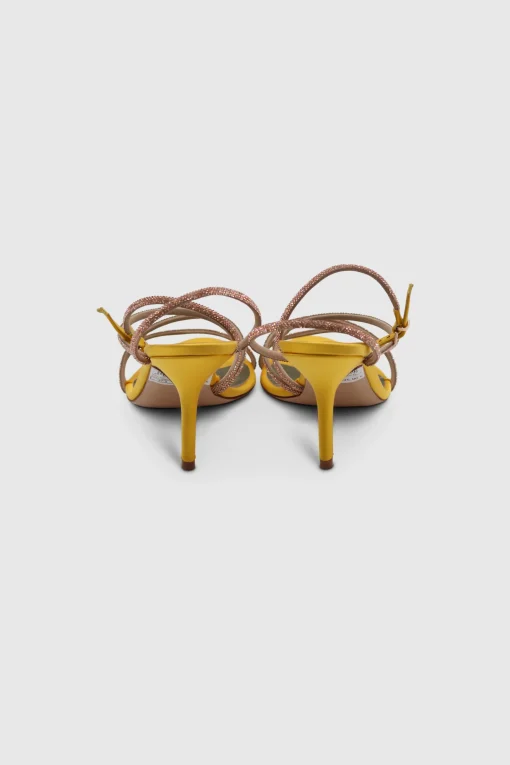 Fannia Crystal Sandals Satin Yellow