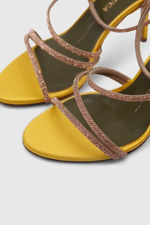 Fannia Crystal Sandals Satin Yellow