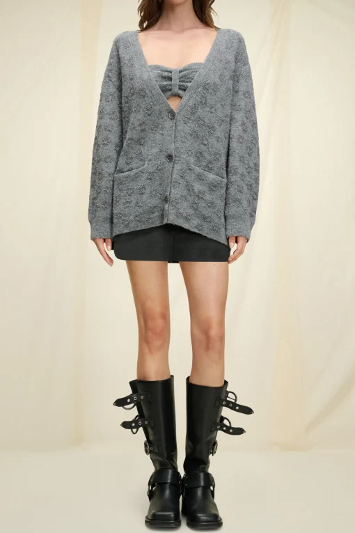 Flower Sparkle Cardigan Calm Grey