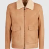 Fur Zip Jacket Beige