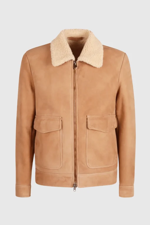 Fur Zip Jacket Beige