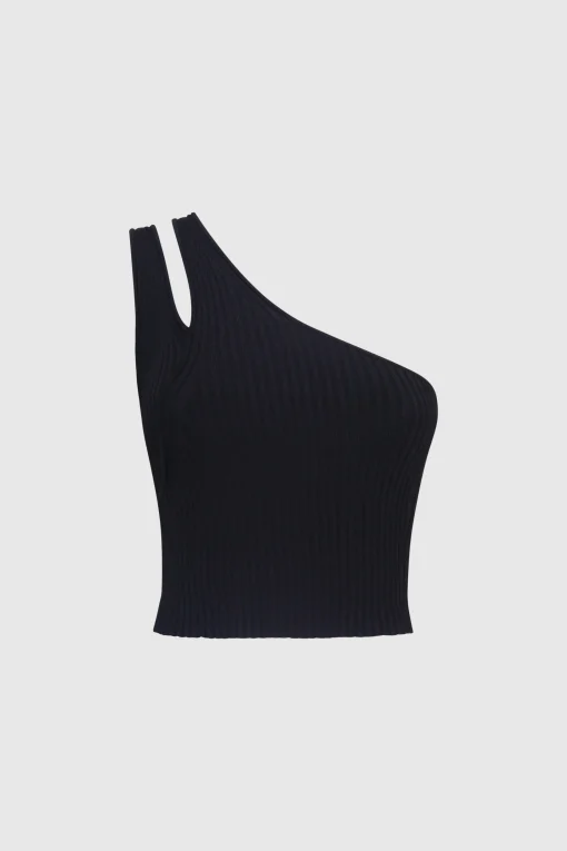 JENNI COMPACT RIB TANK BLACK