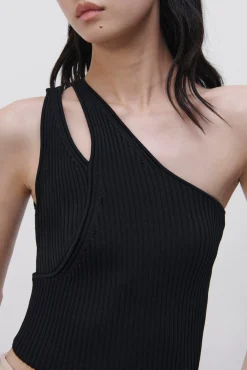 JENNI COMPACT RIB TANK BLACK