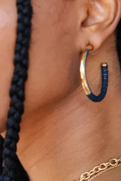Karamu Horn Hoop Earrings Gold/ Blue