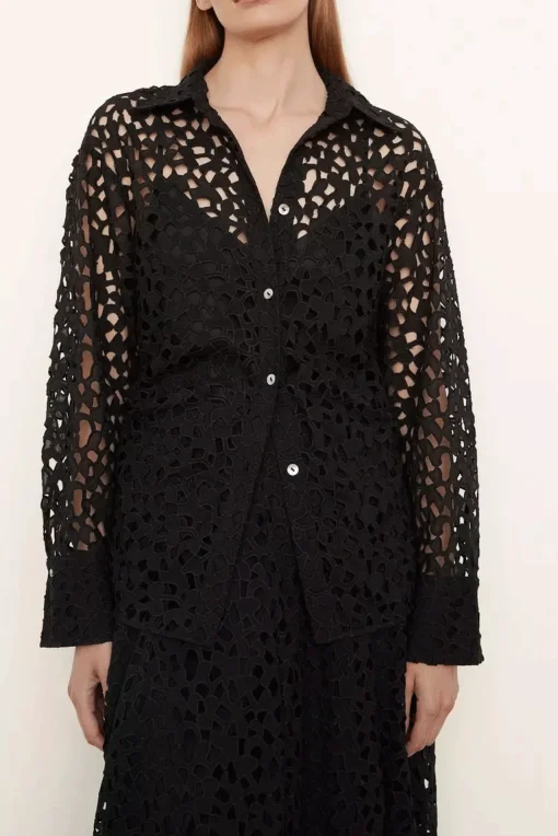 Lace Sculped Shirt Black