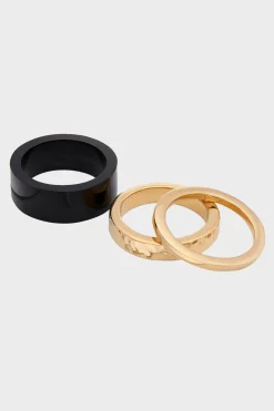 Safiri Stacking Rings Gold, Black
