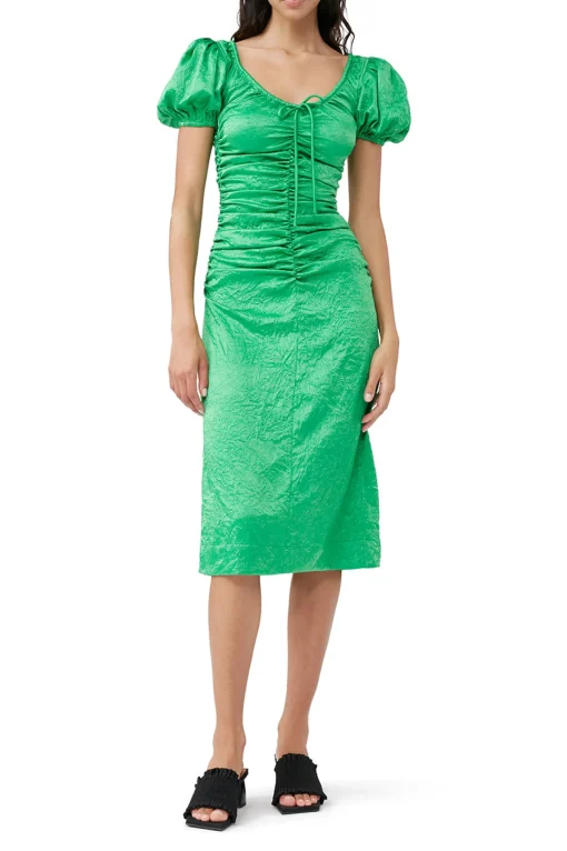 Satin Dress Bright Green