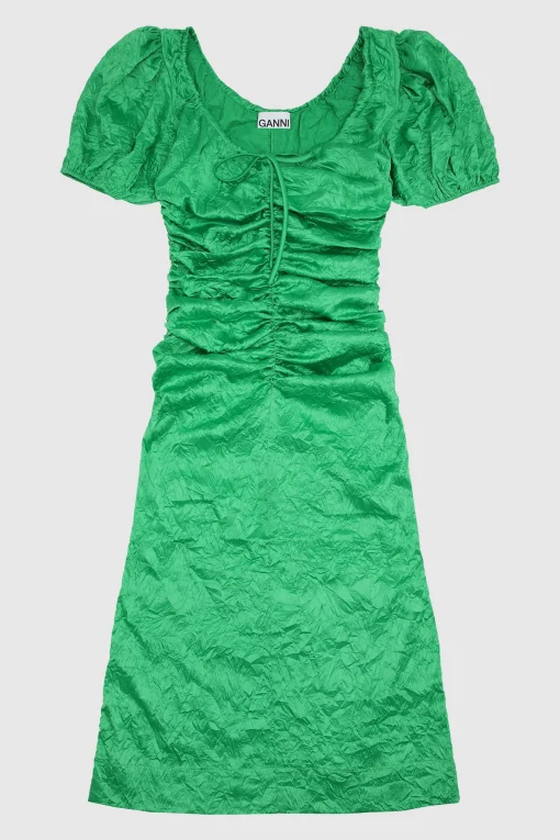 Satin Dress Bright Green