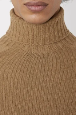 Seamless Turtleneck Sweater Camel