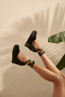 Wedge Espadrilles Black On Tone