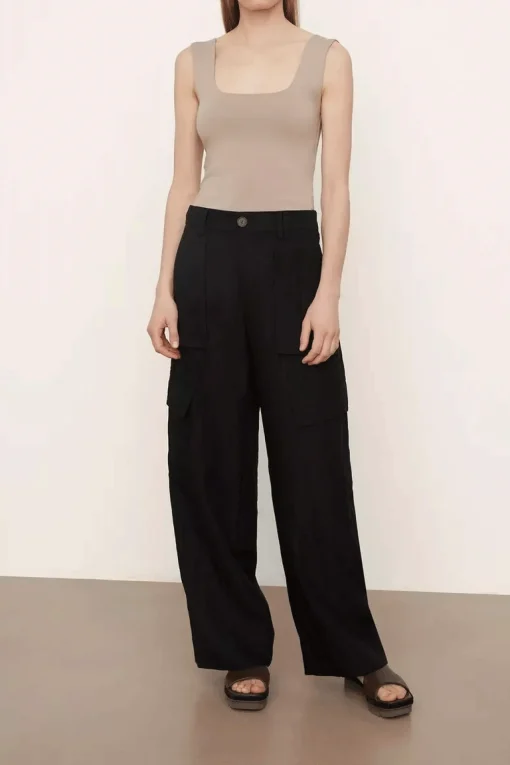 Wide Leg Cargo Pants Black