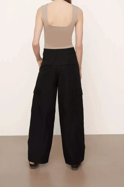 Wide Leg Cargo Pants Black