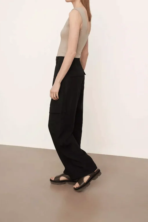 Wide Leg Cargo Pants Black