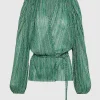 Wrapover Pleated Tulle Shirt Emerald