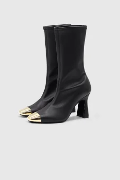 Ellia Metal Toe Cap Stretch Bootie Black