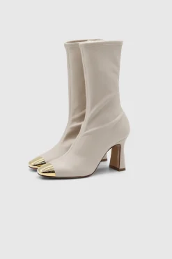 Ellia Metal Toe Cap Stretch Bootie Natural