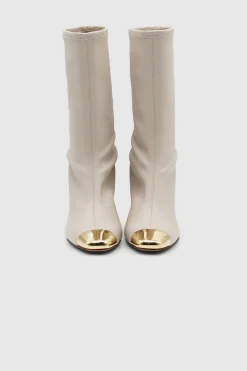 Ellia Metal Toe Cap Stretch Bootie Natural